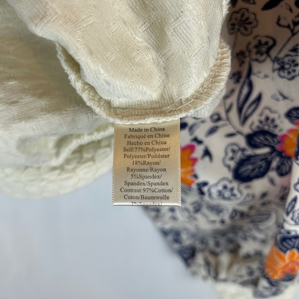 Porridge Anthropologie Women's Quilted Sweater Floral Puff Sleeve Cream Size S - Picture 4 of 10